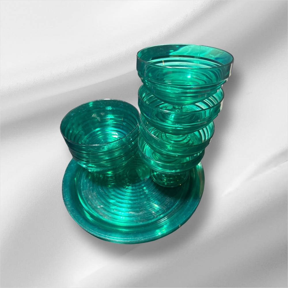 Teal acrylic Bowl and Plate Set